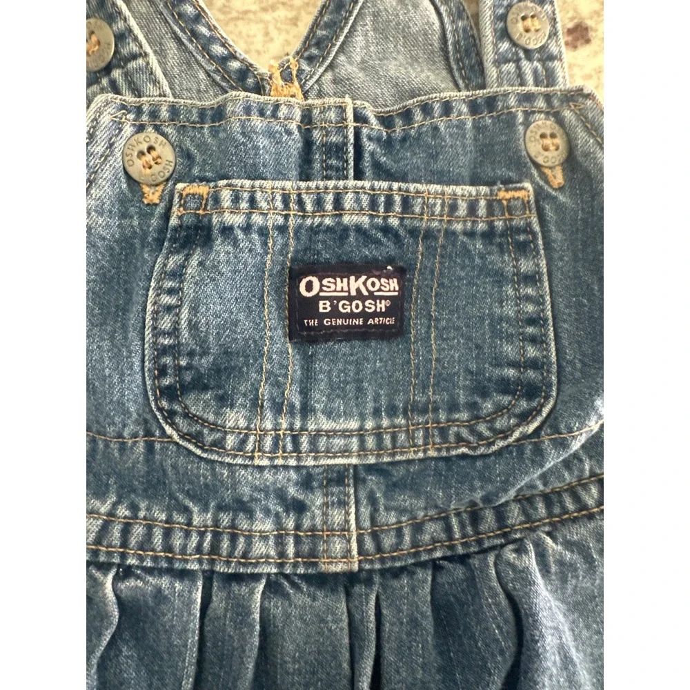 Vintage 90s OshKosh B'gosh Pleated Denim Vestbak Overalls Size 12M